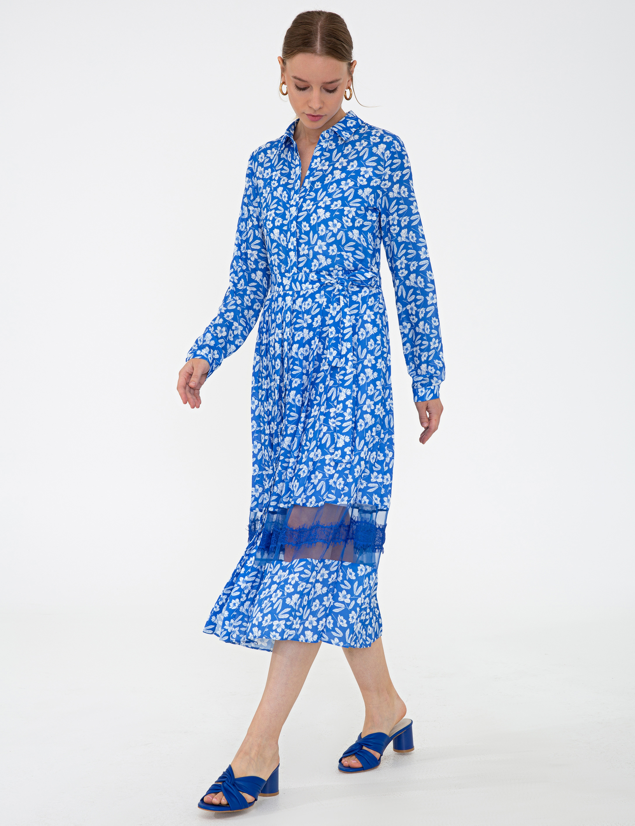 Saks Desenli Elbise - Image 4