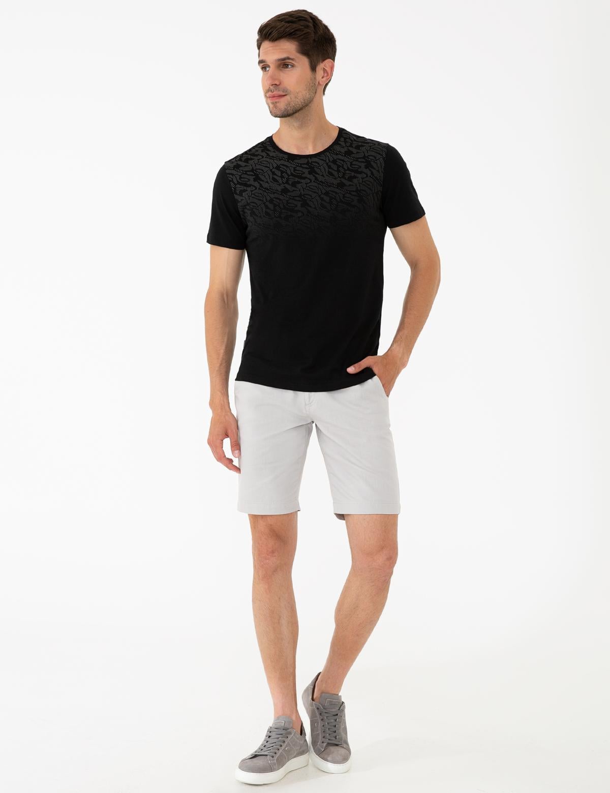 Siyah Slim Fit Bisiklet Yaka T-Shirt - 50241522028