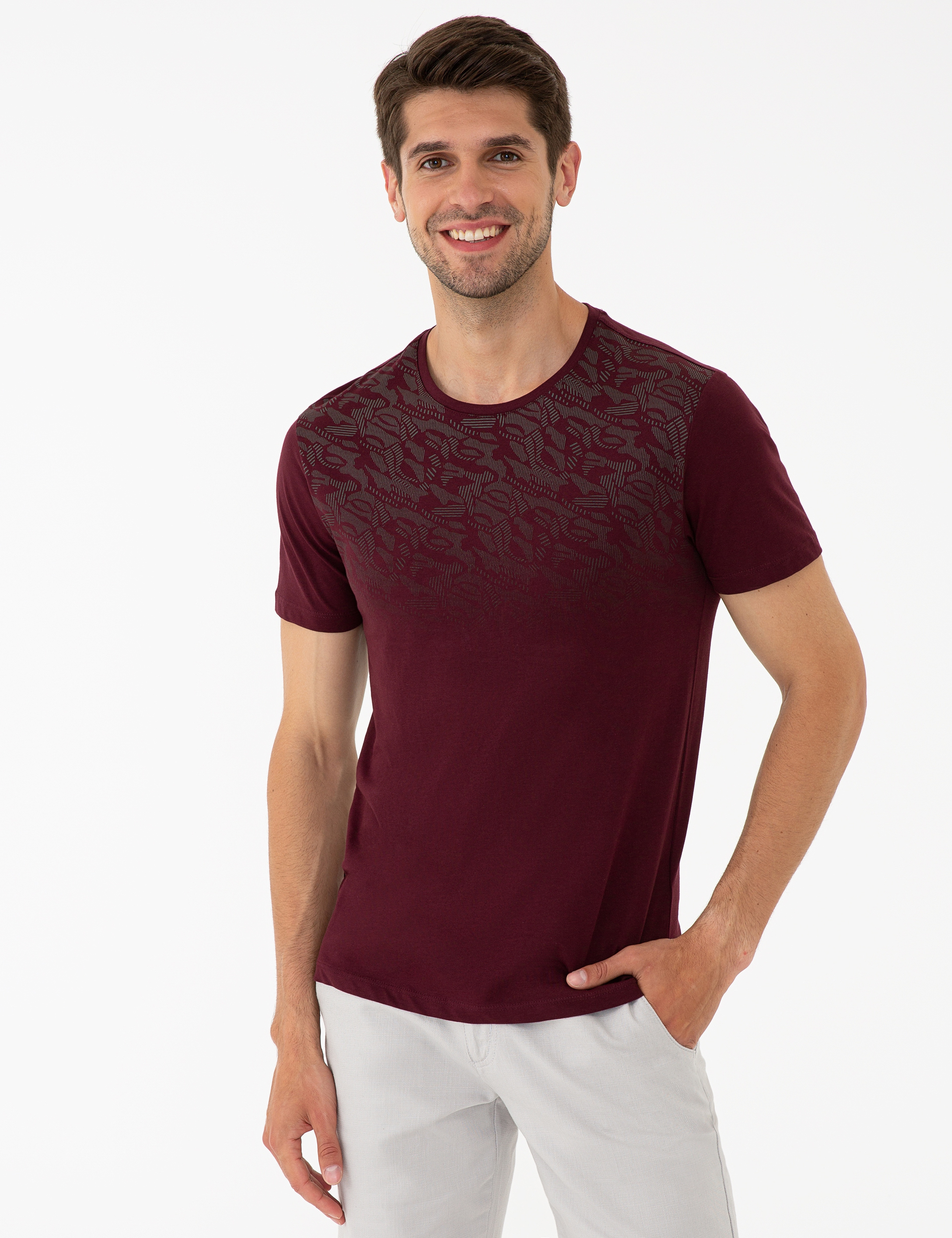 Bordo Slim Fit Tişört - Image 1