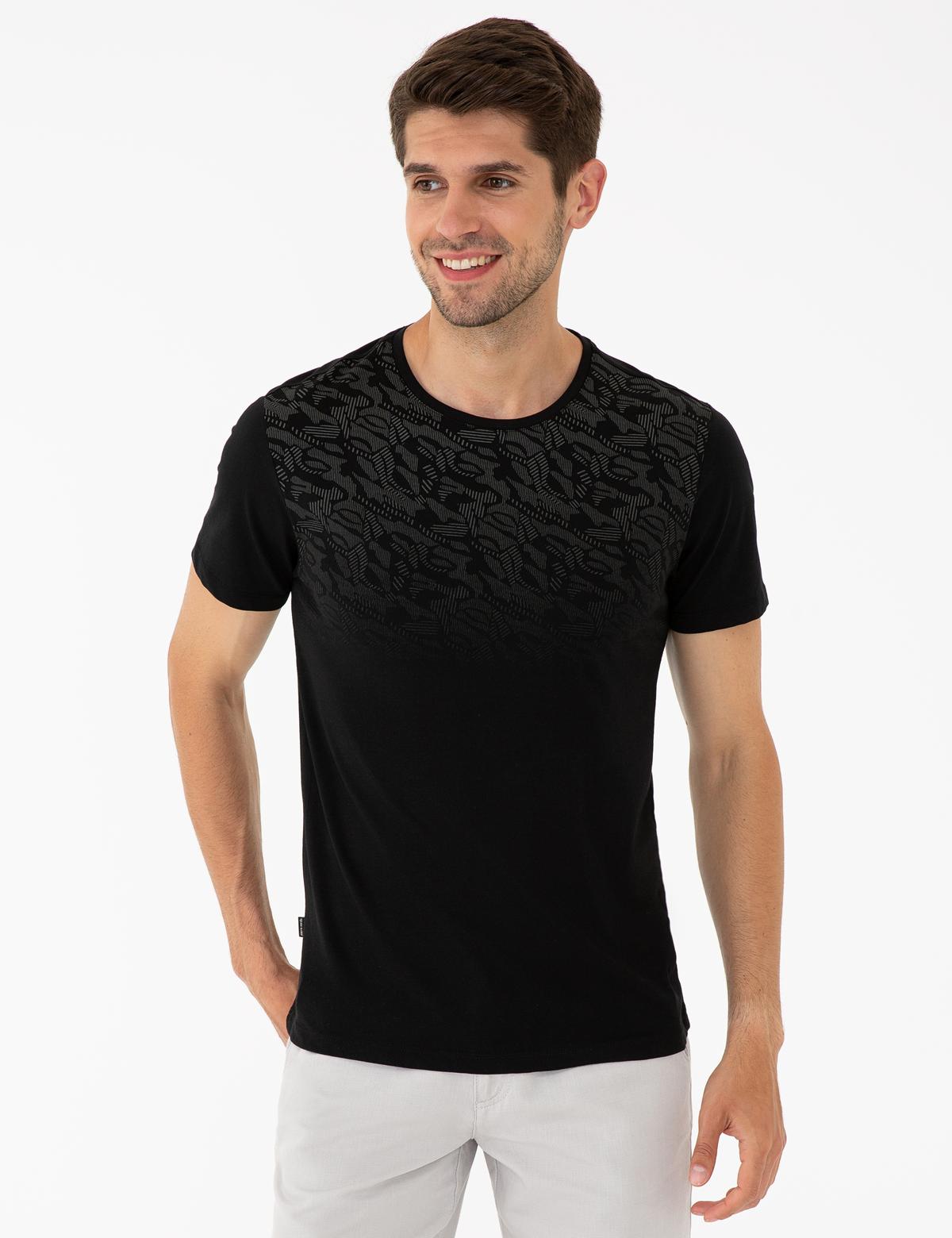 Siyah Slim Fit Bisiklet Yaka T-Shirt