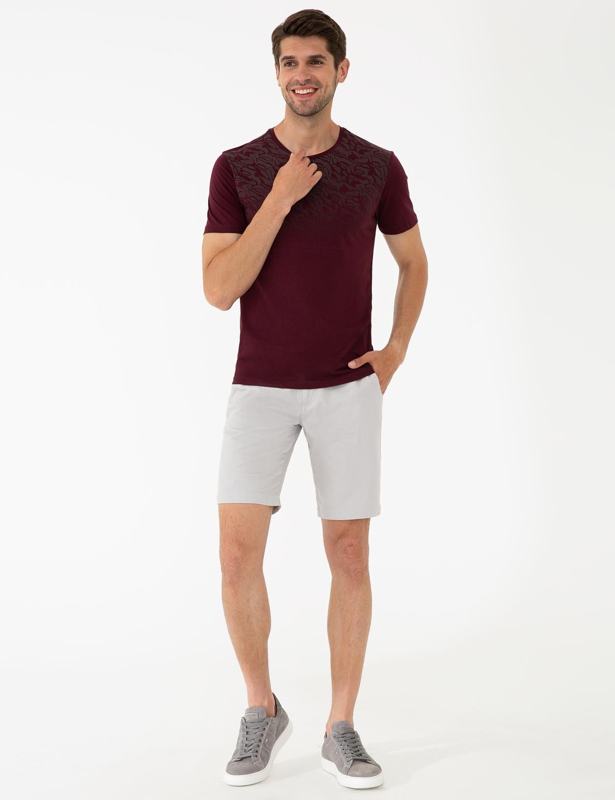 Bordo Slim Fit Tişört - 50241522001