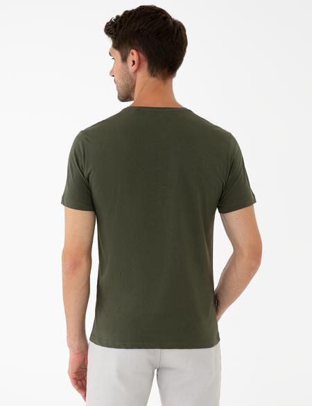 Haki Slim Fit Bisiklet Yaka T-Shirt - 50241522020