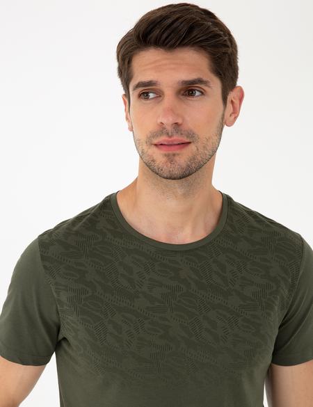 Haki Slim Fit Bisiklet Yaka T-Shirt - 50241522020