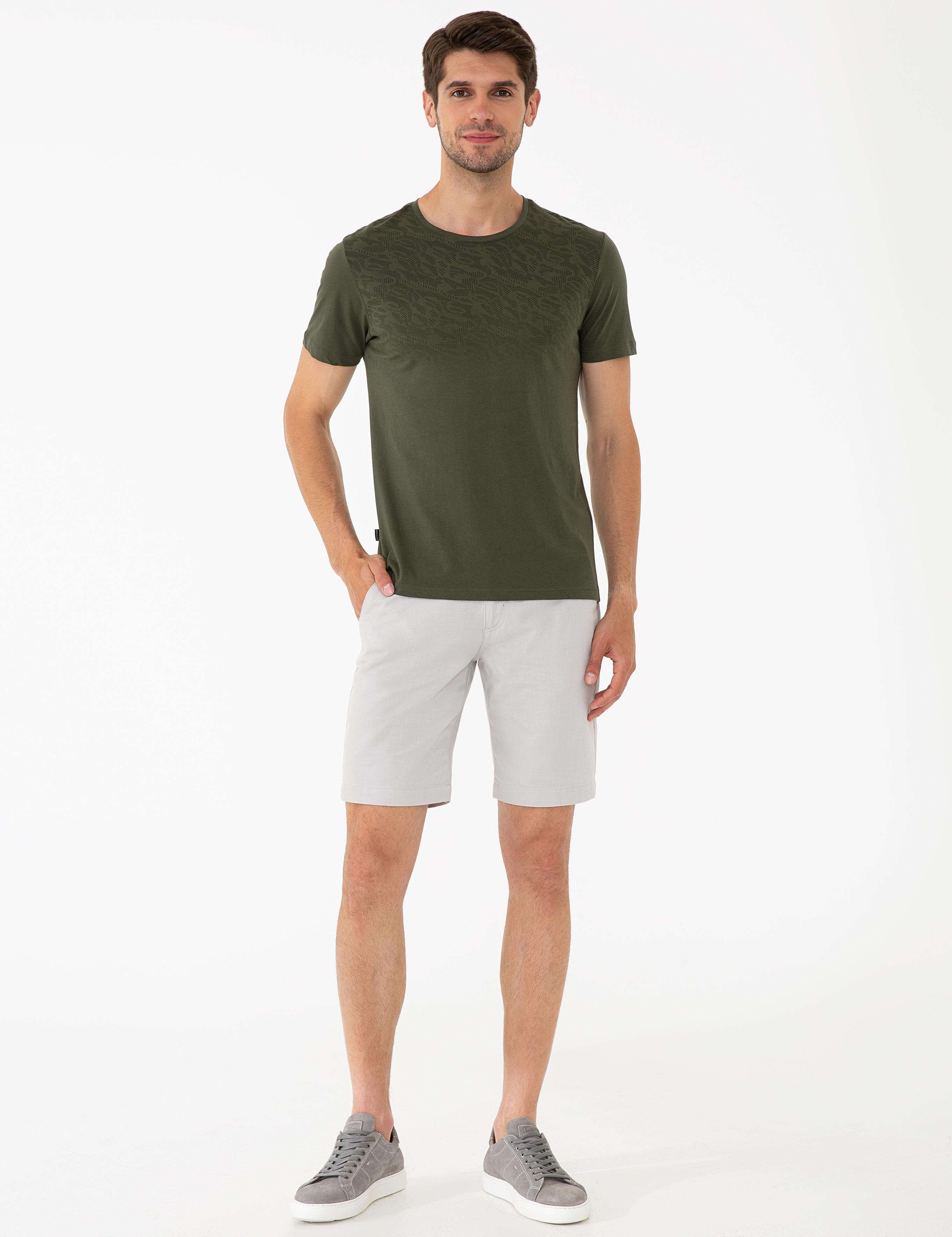 Haki Slim Fit Bisiklet Yaka T-Shirt