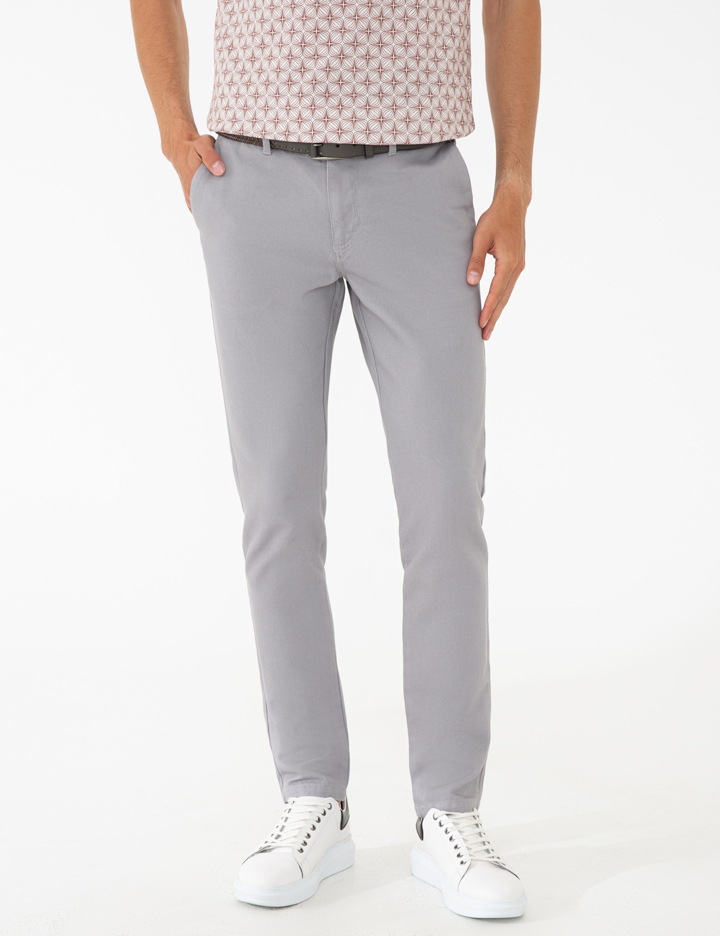 Gri Slim Fit Kanvas Pantolon