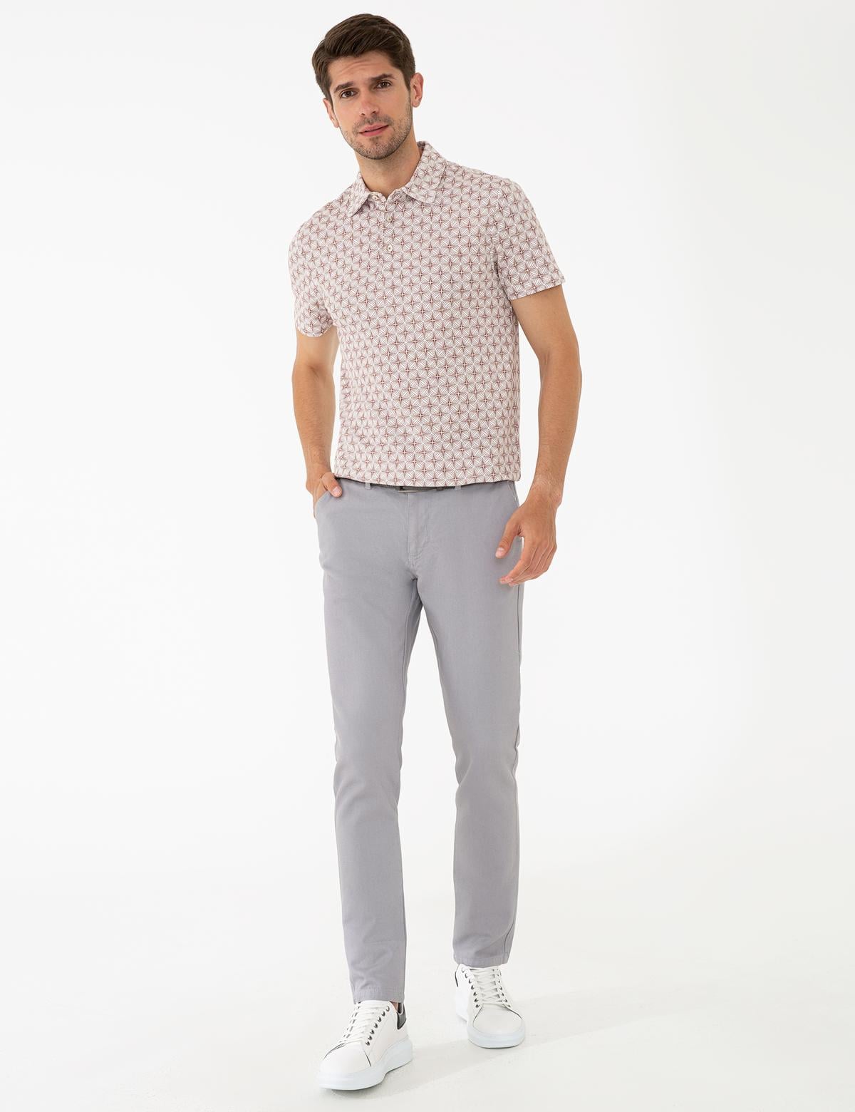 Gri Slim Fit Kanvas Pantolon