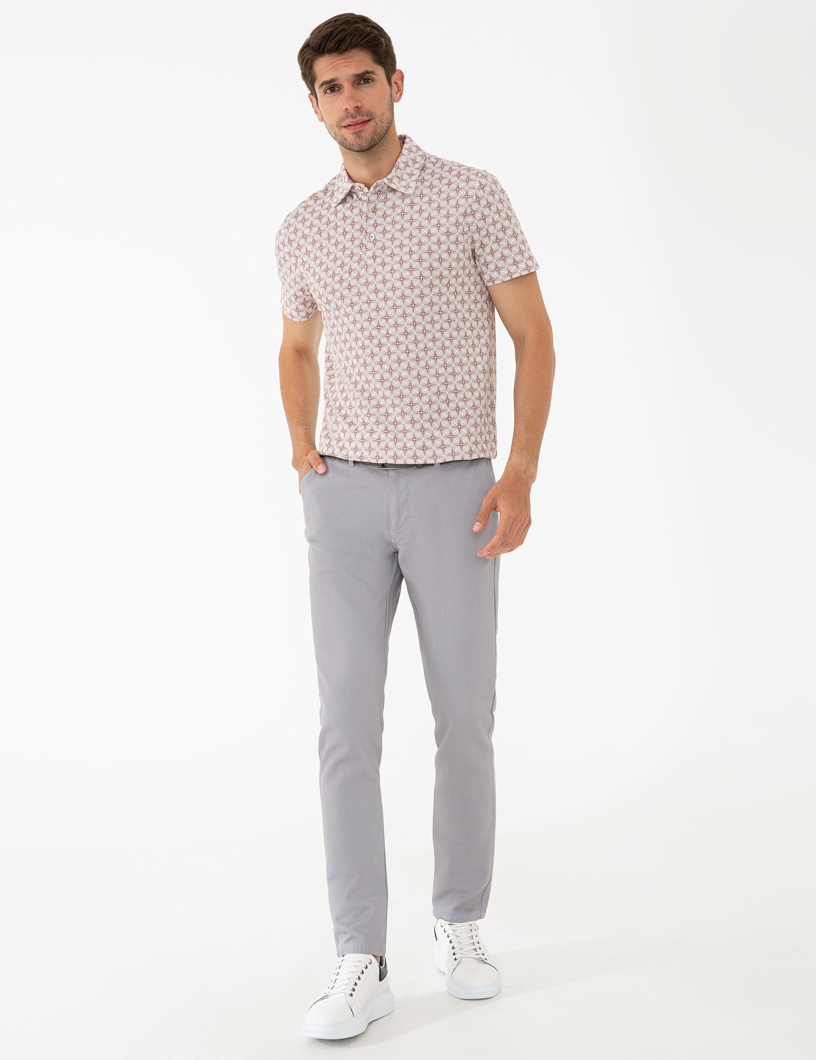 Gri Slim Fit Kanvas Pantolon