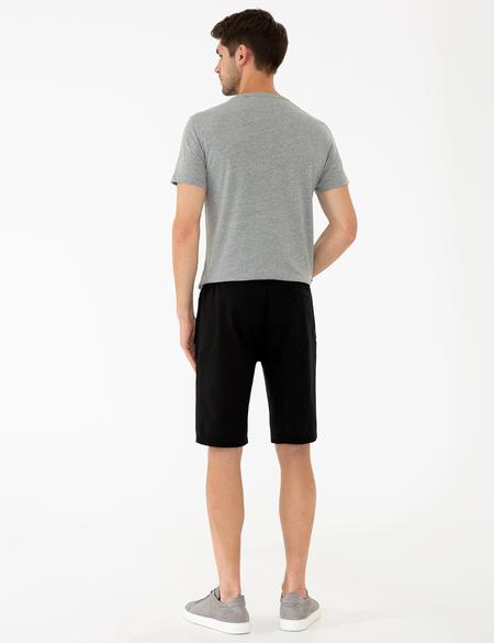 Siyah Standart Fit Örme Şort - 50233260014