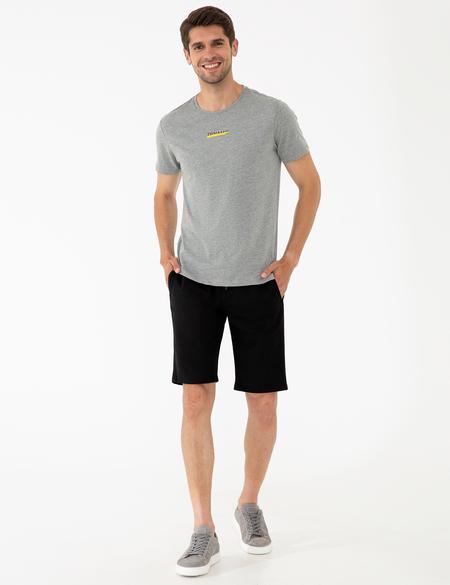 Siyah Standart Fit Örme Şort - 50233260014