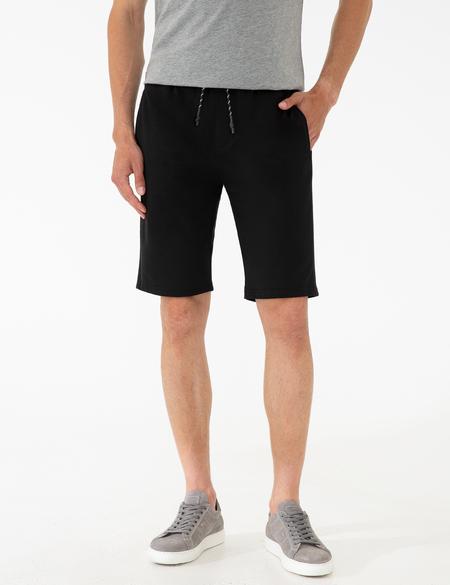 Siyah Standart Fit Örme Şort - 50233260014