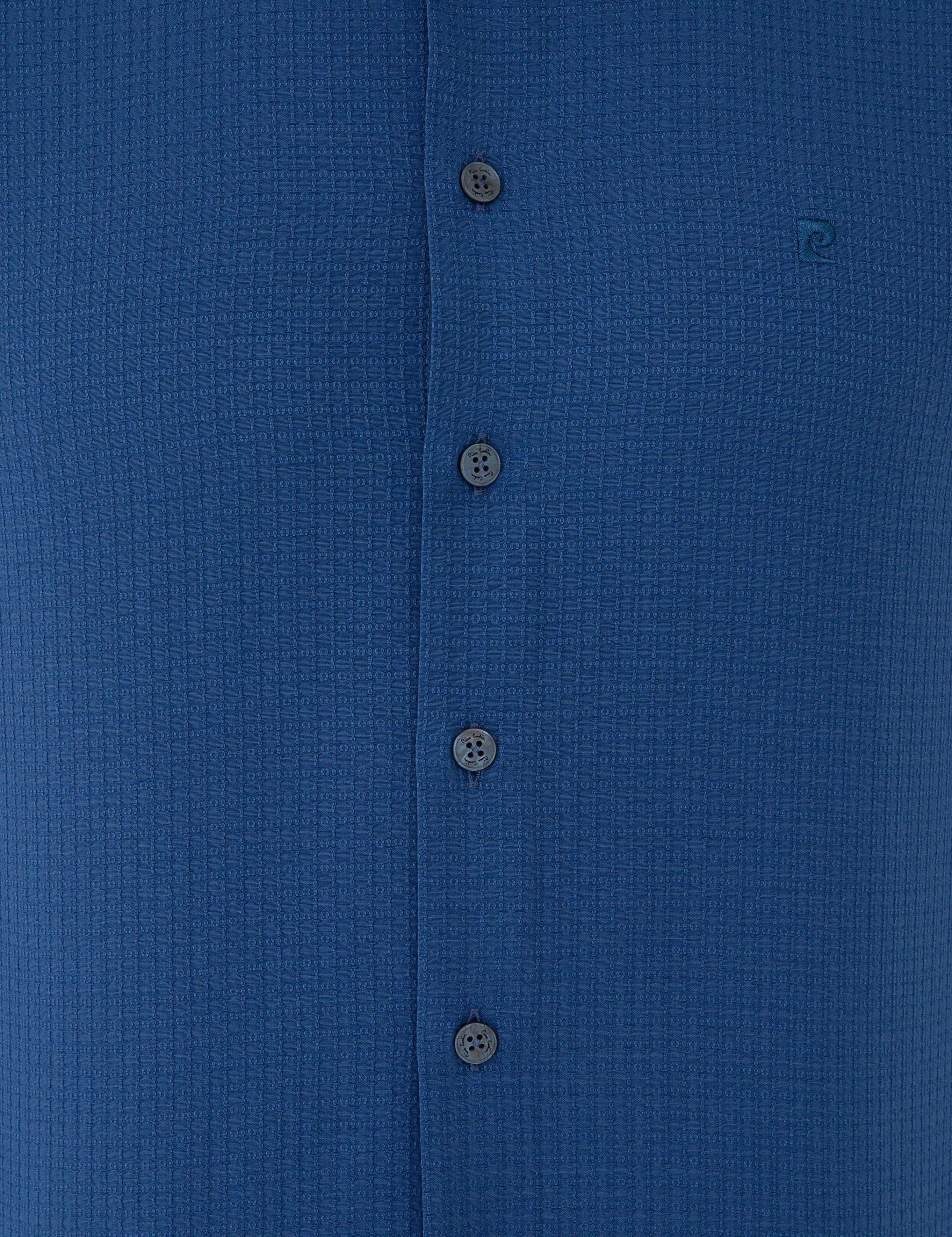 Lacivert Slim Fit Armürlü Gömlek