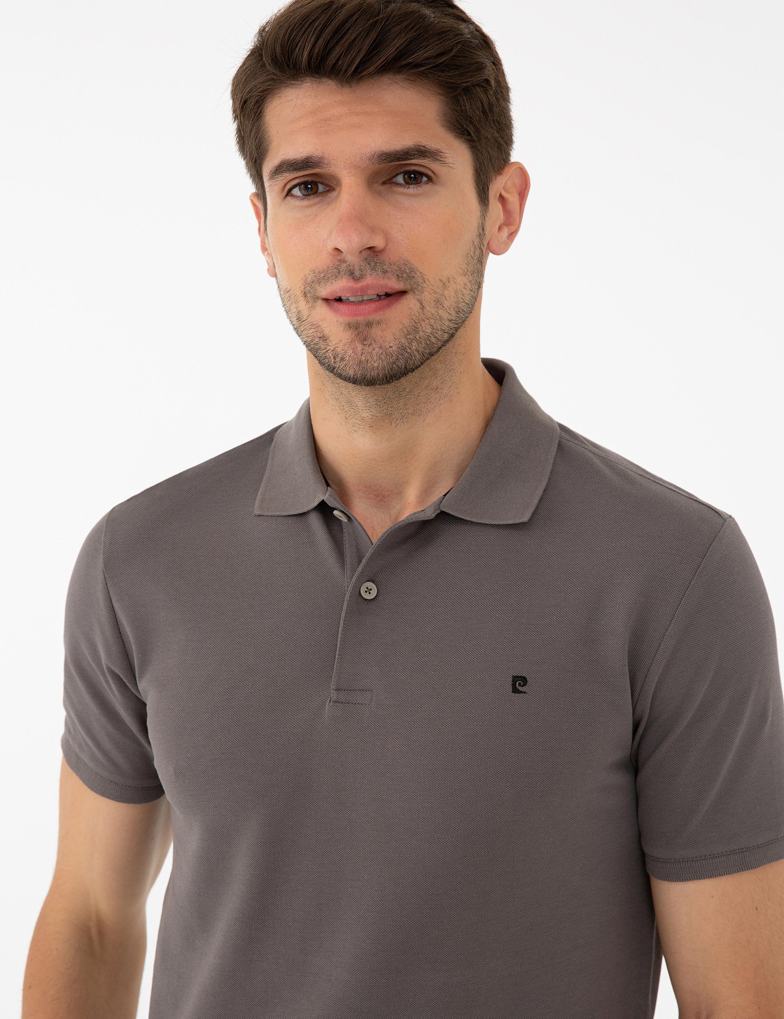 Koyu Gri Slim Fit Polo Yaka Basic  Tişört