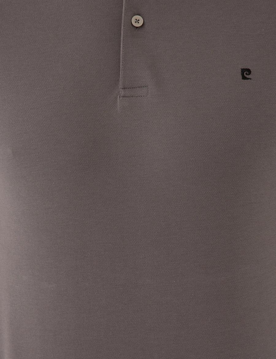 Koyu Gri Slim Fit Polo Yaka Basic  Tişört