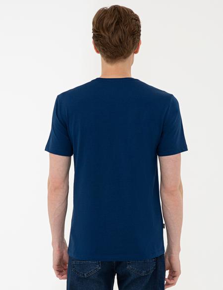 Lacivert Slim Fit Bisiklet Yaka Tişört - 50241492016