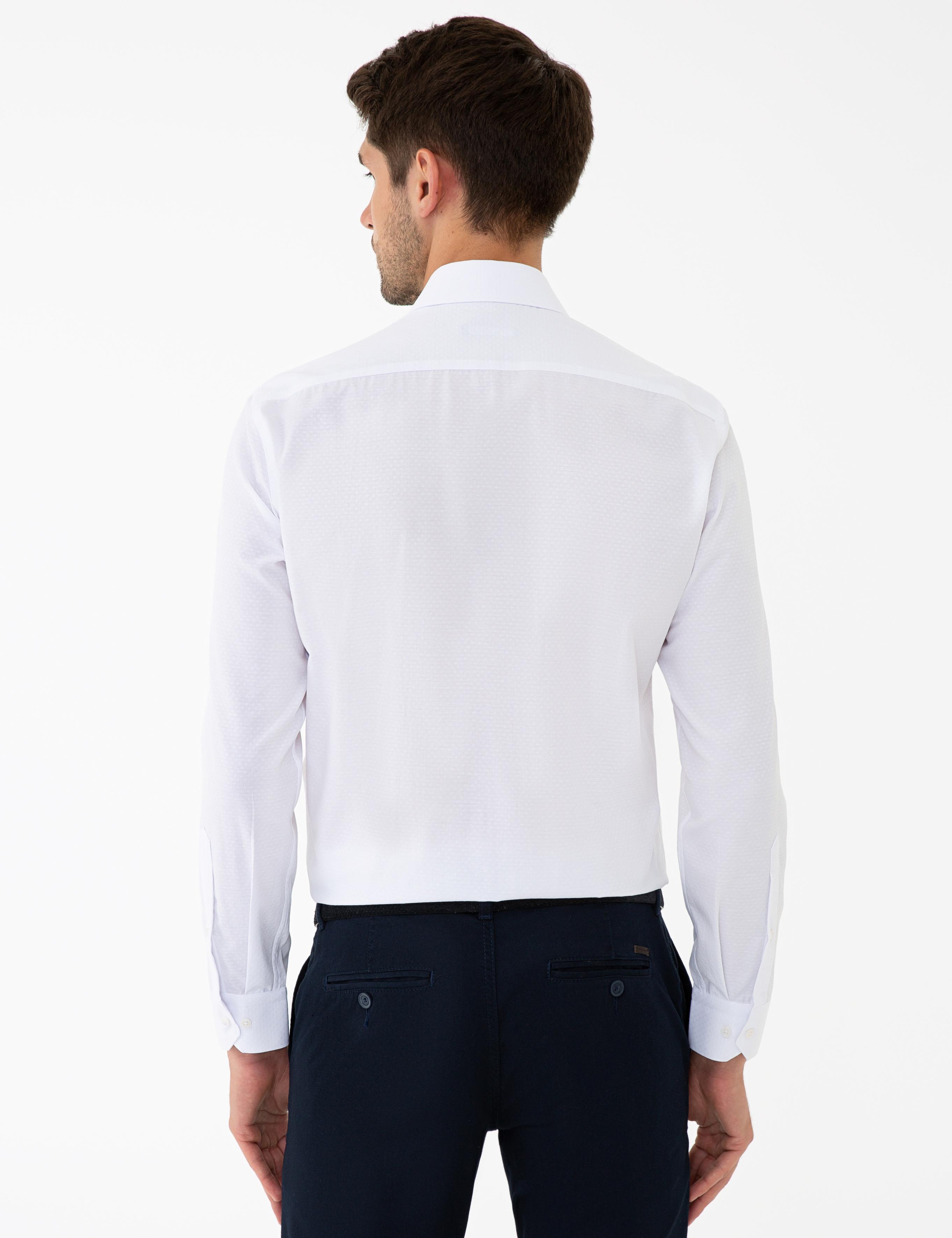 Beyaz Slim Fit Uzun Kollu Gömlek