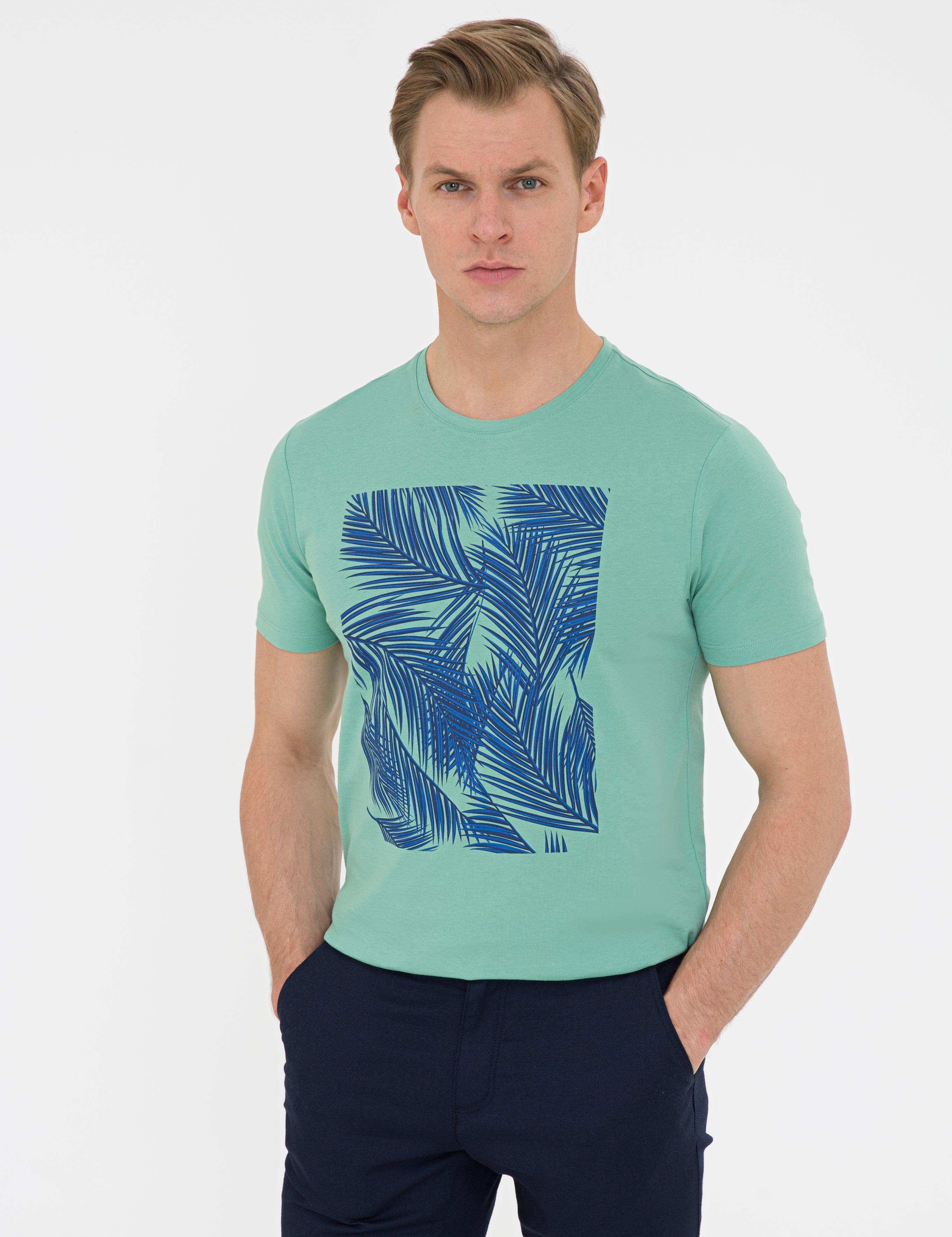 Çağla Slim Fit Baskılı Bisiklet Yaka Tişört