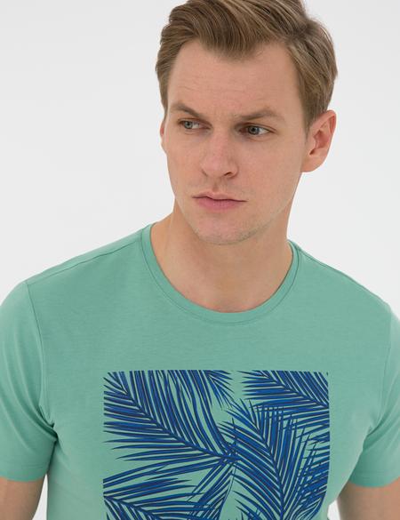 Çağla Slim Fit Baskılı Bisiklet Yaka Tişört - 50241487014