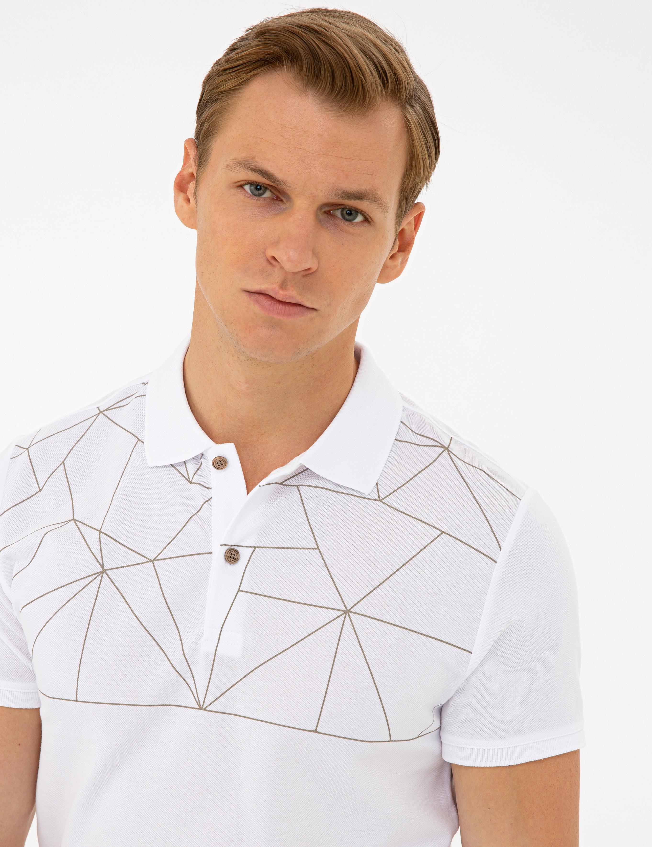 Beyaz Slim Fit Polo Yaka Tişört