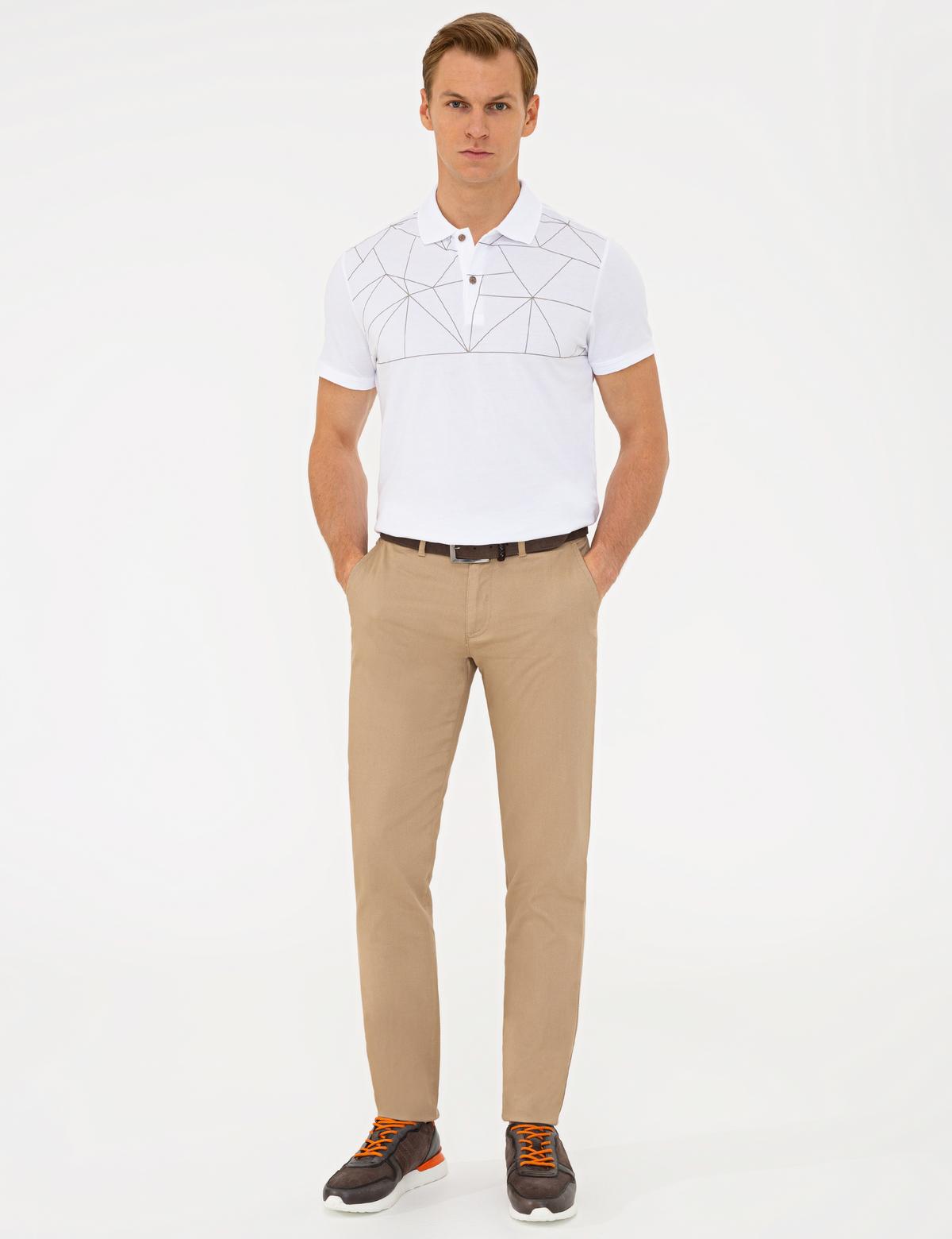 Beyaz Slim Fit Polo Yaka Tişört - 50242145006