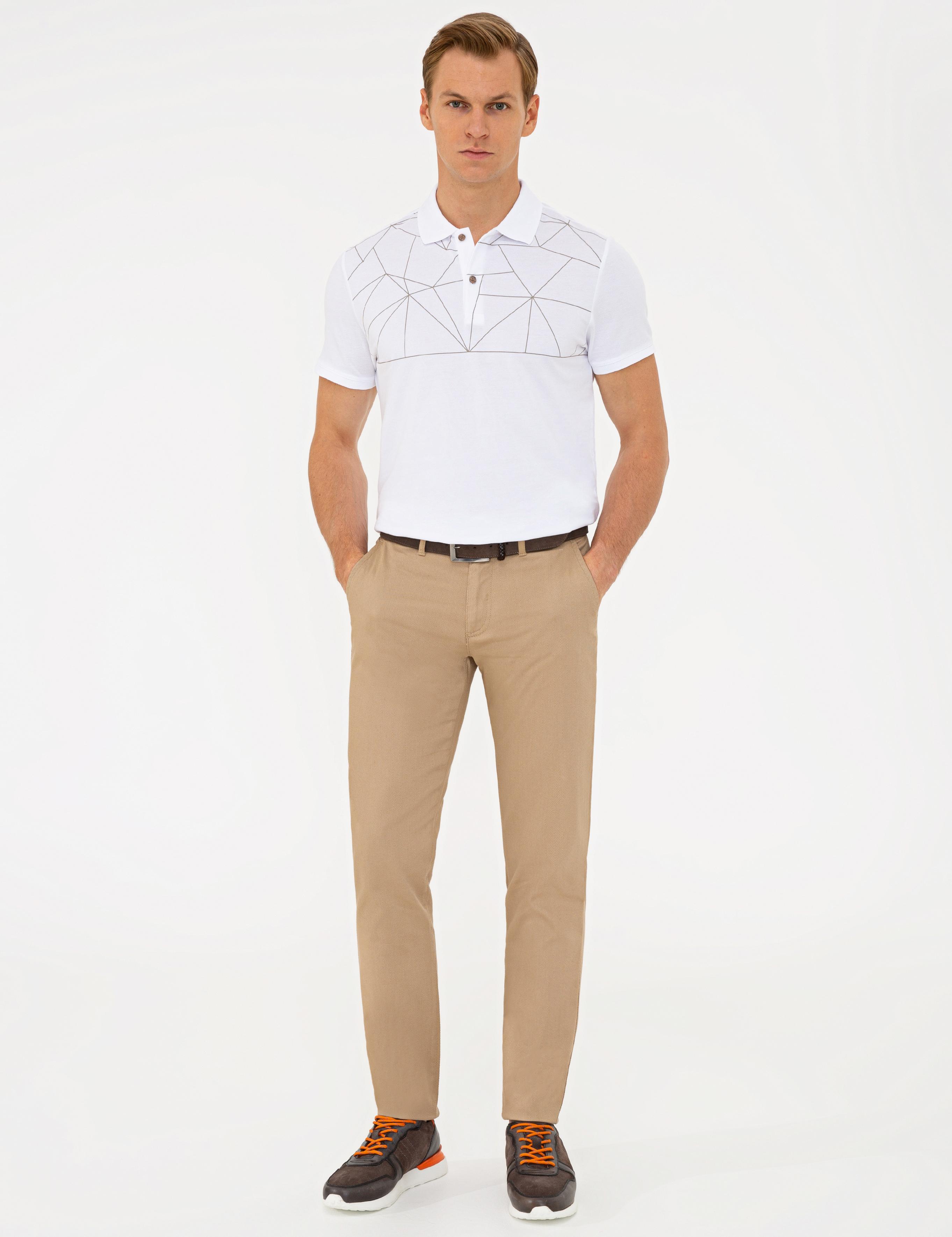 Beyaz Slim Fit Polo Yaka Tişört