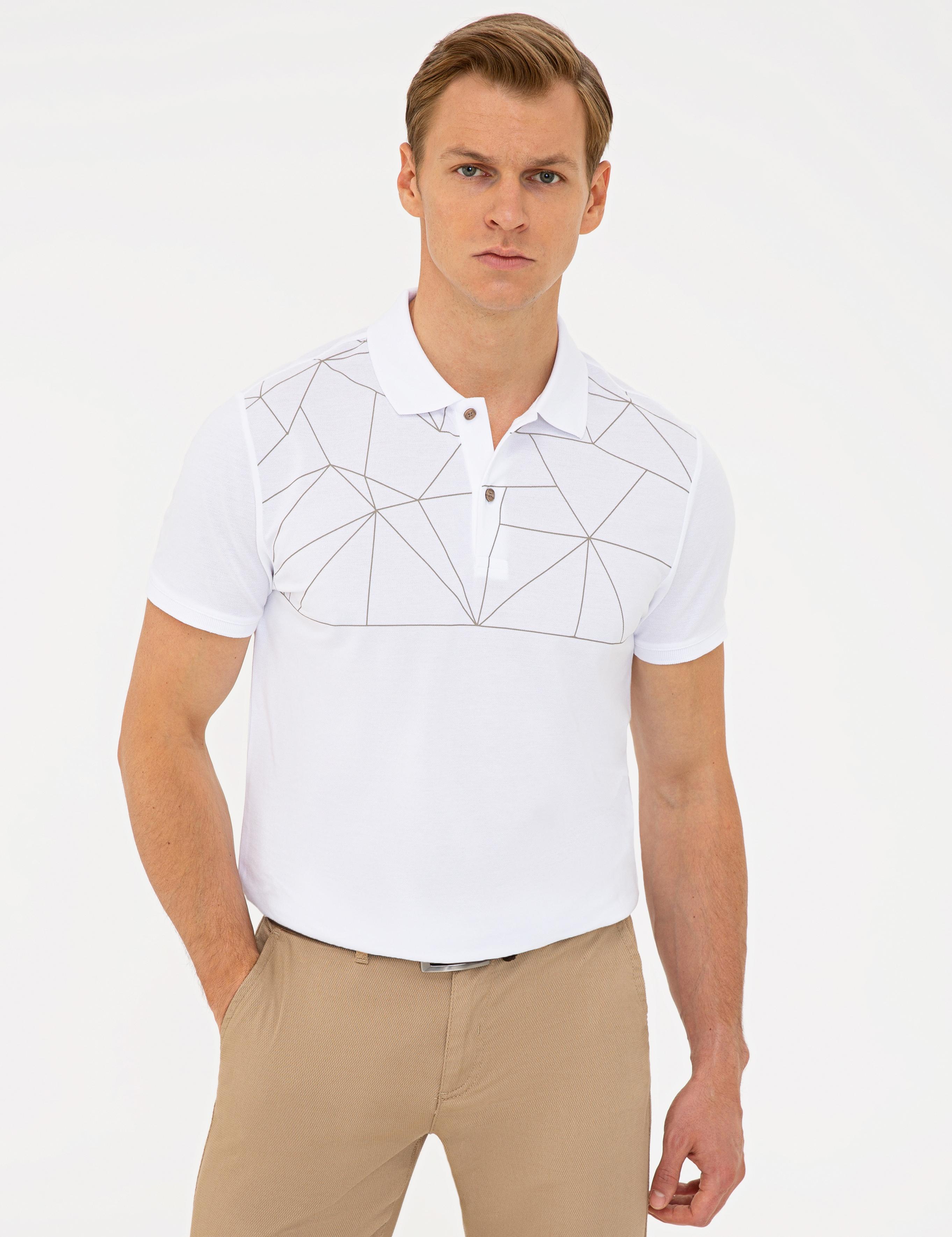 Beyaz Slim Fit Polo Yaka Tişört