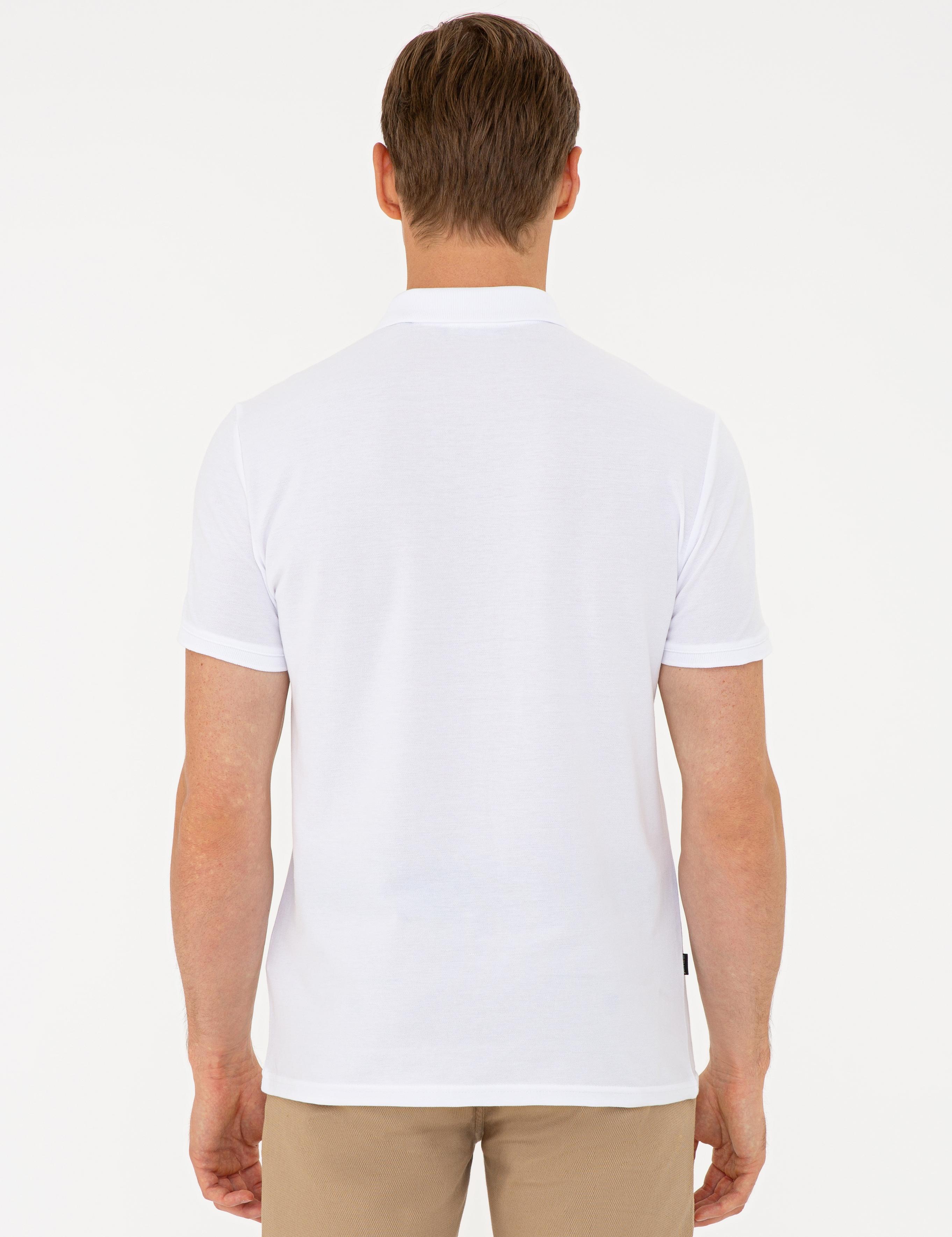 Beyaz Slim Fit Polo Yaka Tişört