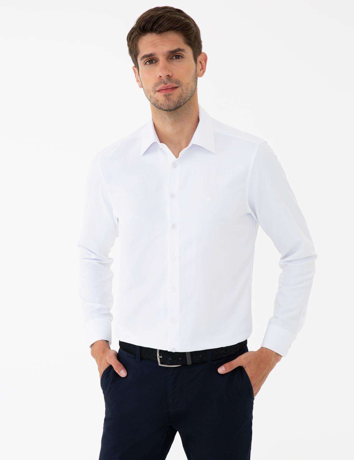 Beyaz Slim Fit Uzun Kollu Gömlek