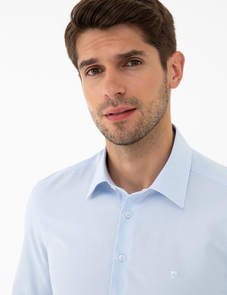 Açık Mavi Slim Fit Armürlü Gömlek - 50240448001