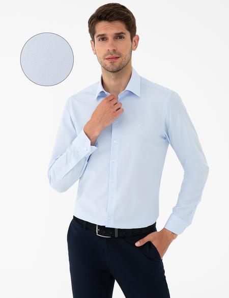 Açık Mavi Slim Fit Armürlü Gömlek - 50240448001