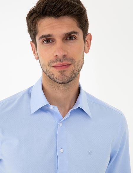 Koyu Mavi Slim Fit Armürlü Gömlek - 50240448019