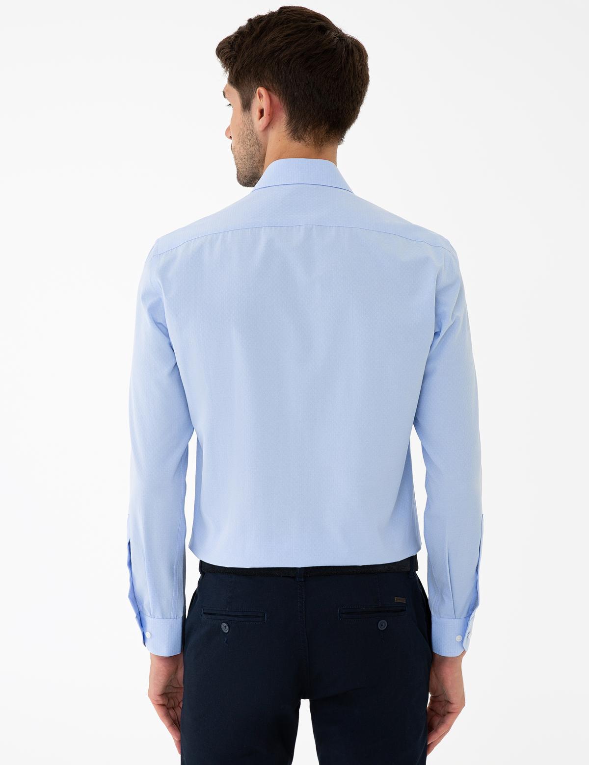 Koyu Mavi Slim Fit Armürlü Gömlek - 50240448019