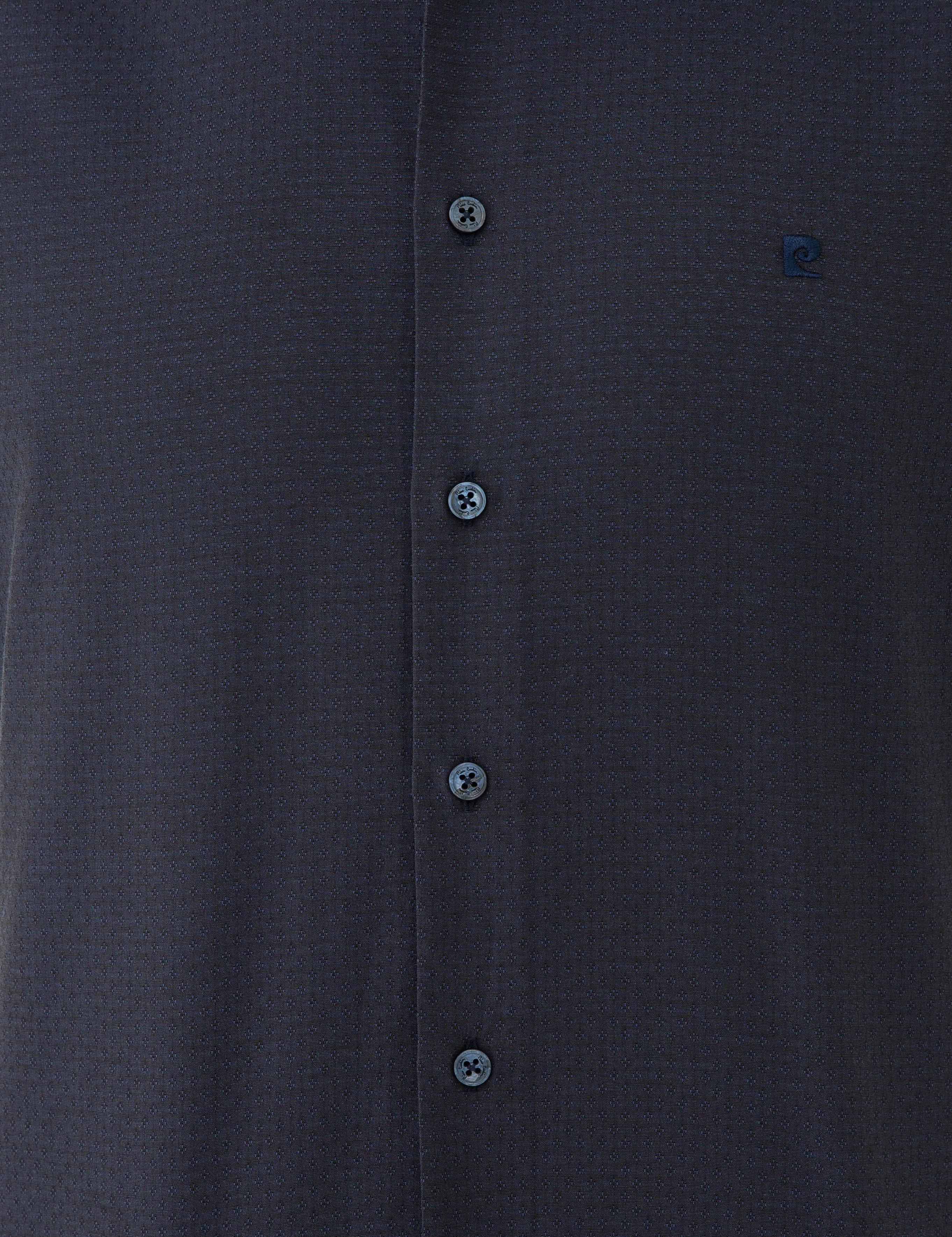 Lacivert Slim Fit Armürlü Gömlek