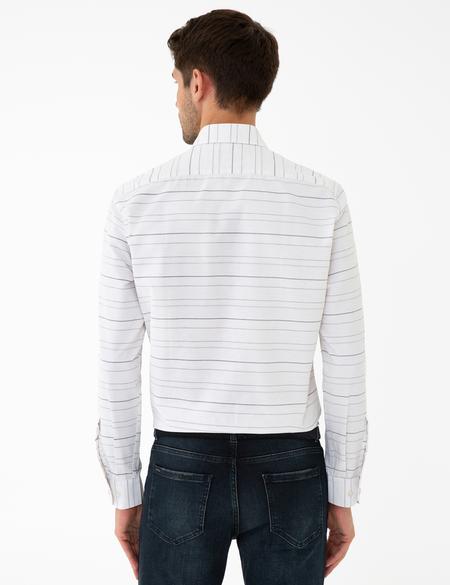 Beyaz Slim Fit Keten Karışımlı Gömlek - 50240452001