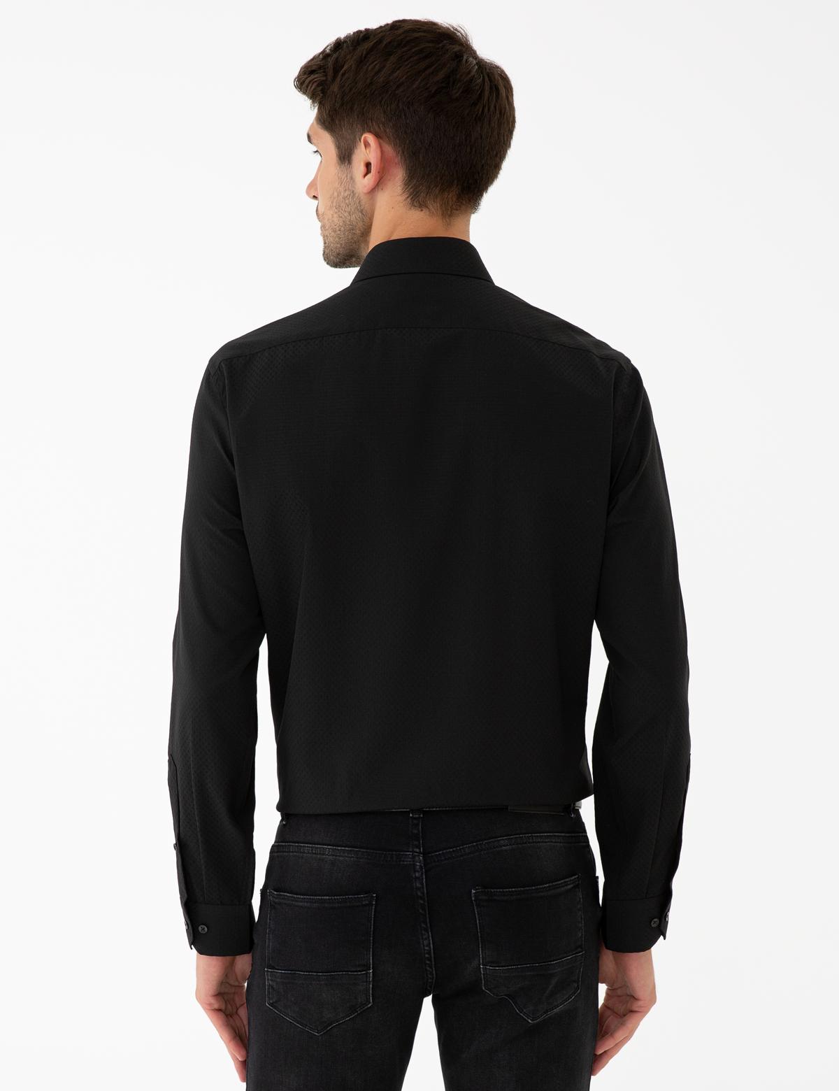Siyah Slim Fit Armürlü Gömlek - 50240448037