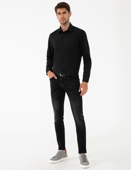 Siyah Slim Fit Armürlü Gömlek - 50240448037