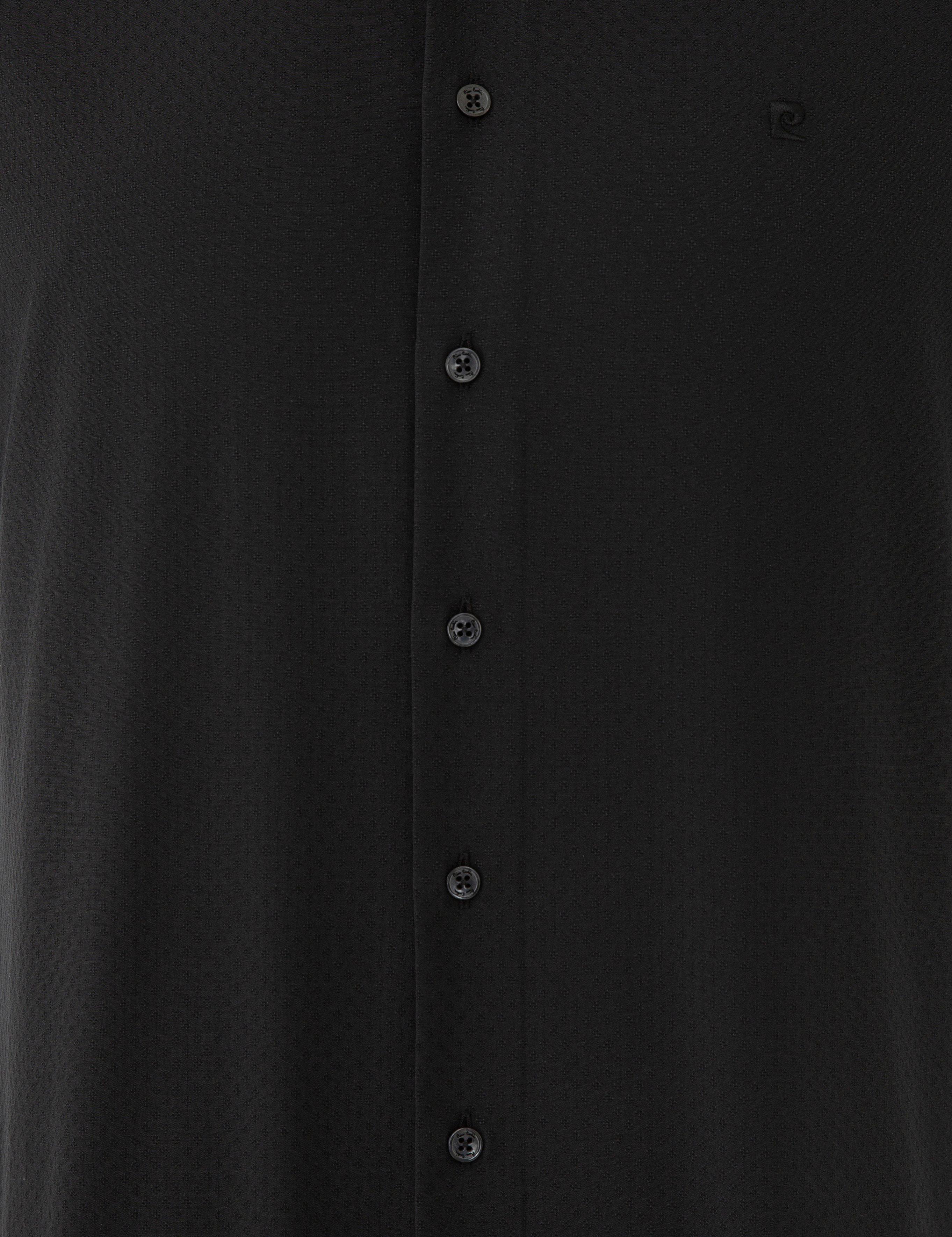 Siyah Slim Fit Armürlü Gömlek