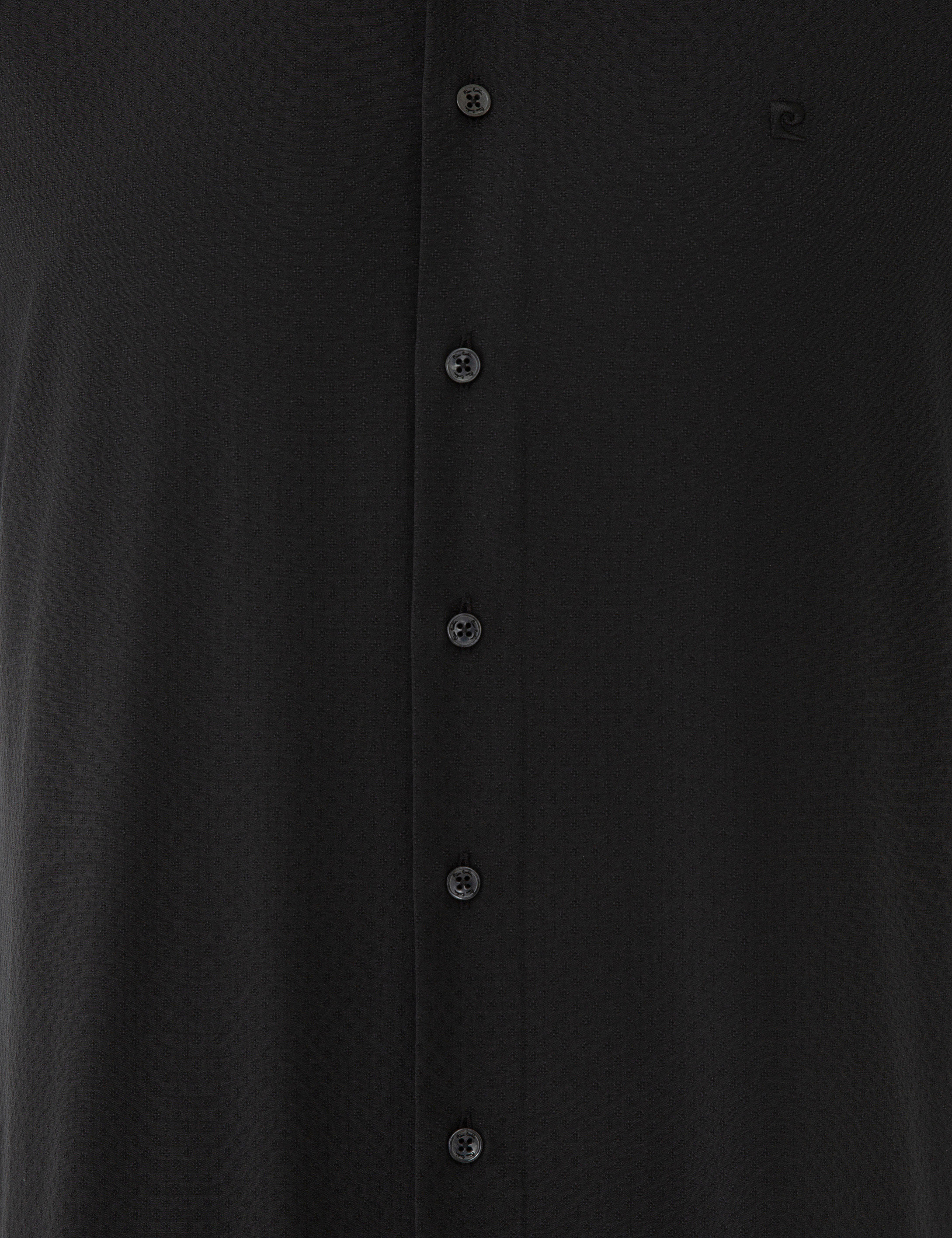 Siyah Slim Fit Armürlü Gömlek