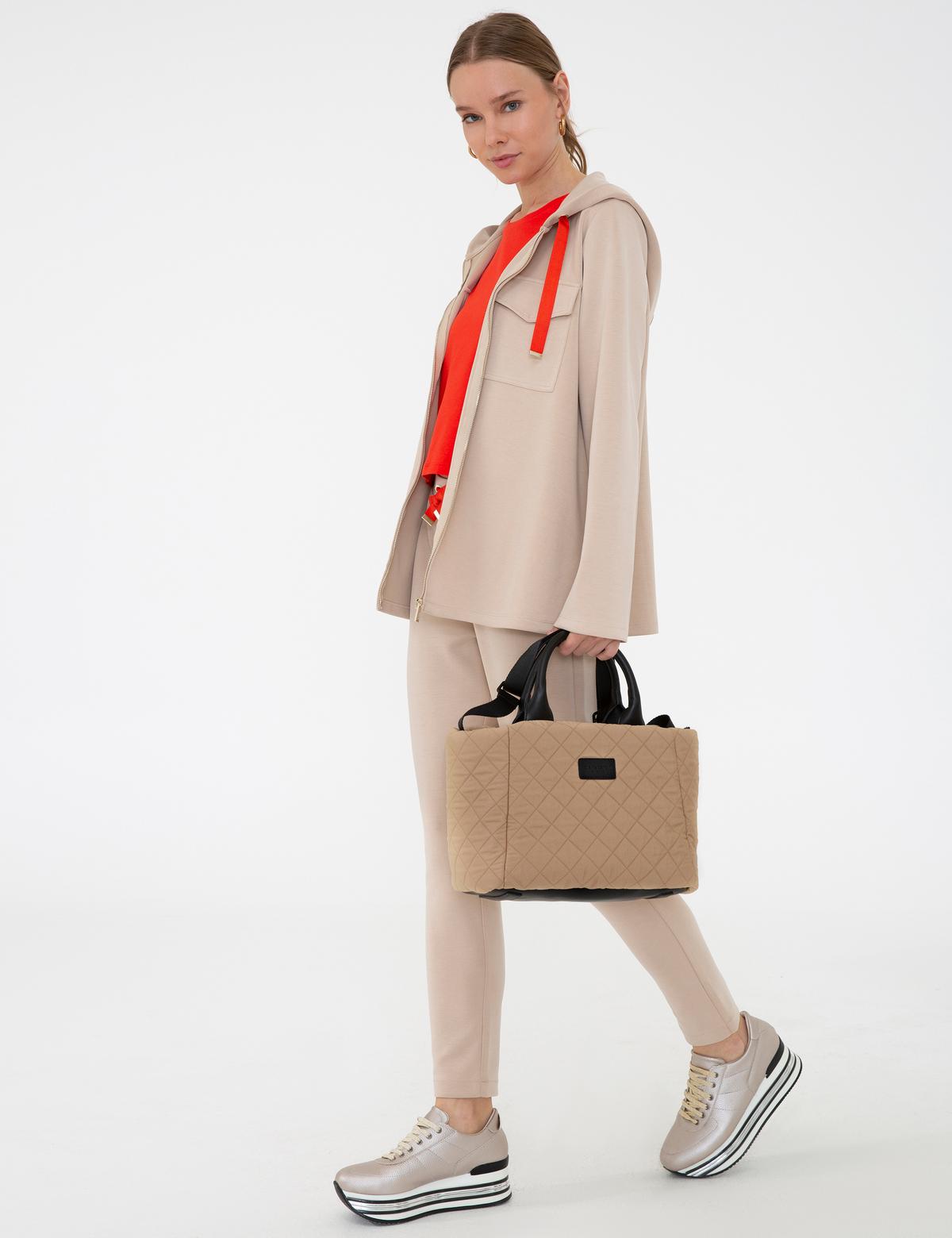 Bej Uzun Askılı Kol Çantası