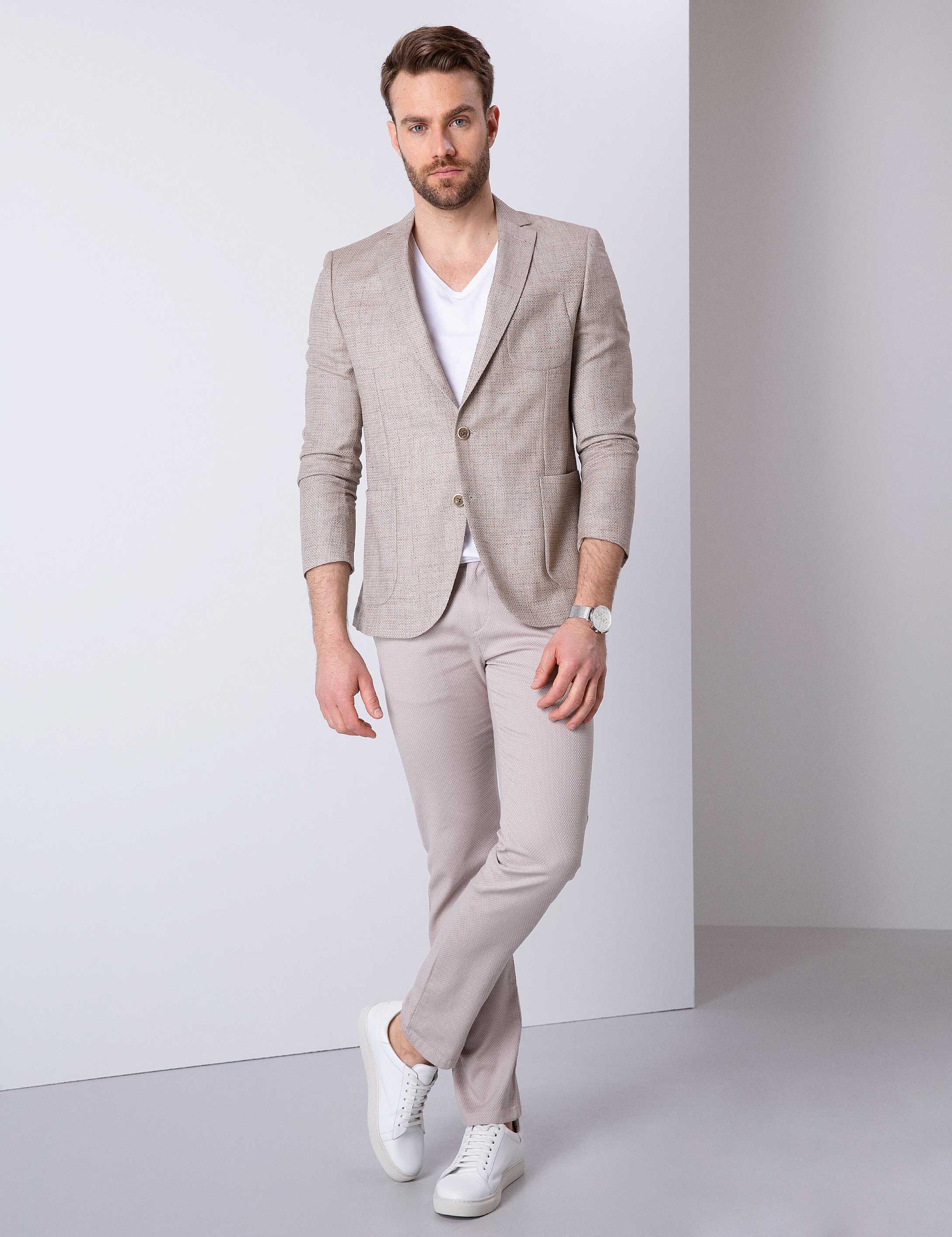 Bej Ex. Slim Fit Ceket