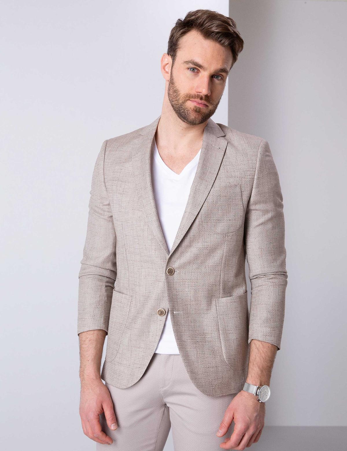 Bej Ex. Slim Fit Ceket