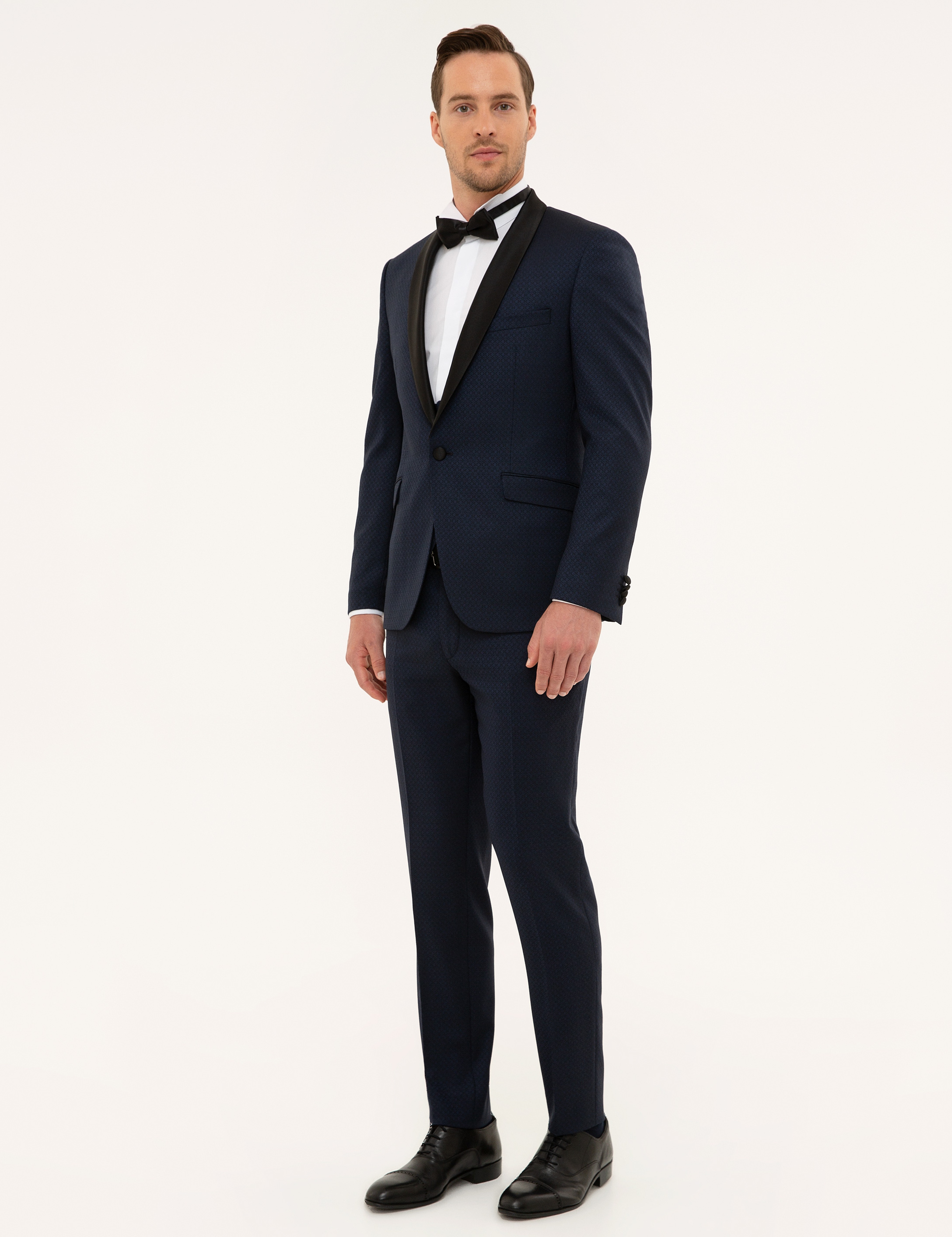 Lacivert Yelekli Ekstra Slim Fit Damatlık Smokin - Image 4