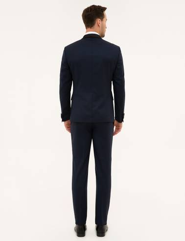 Lacivert Yelekli Ekstra Slim Fit Damatlık Smokin