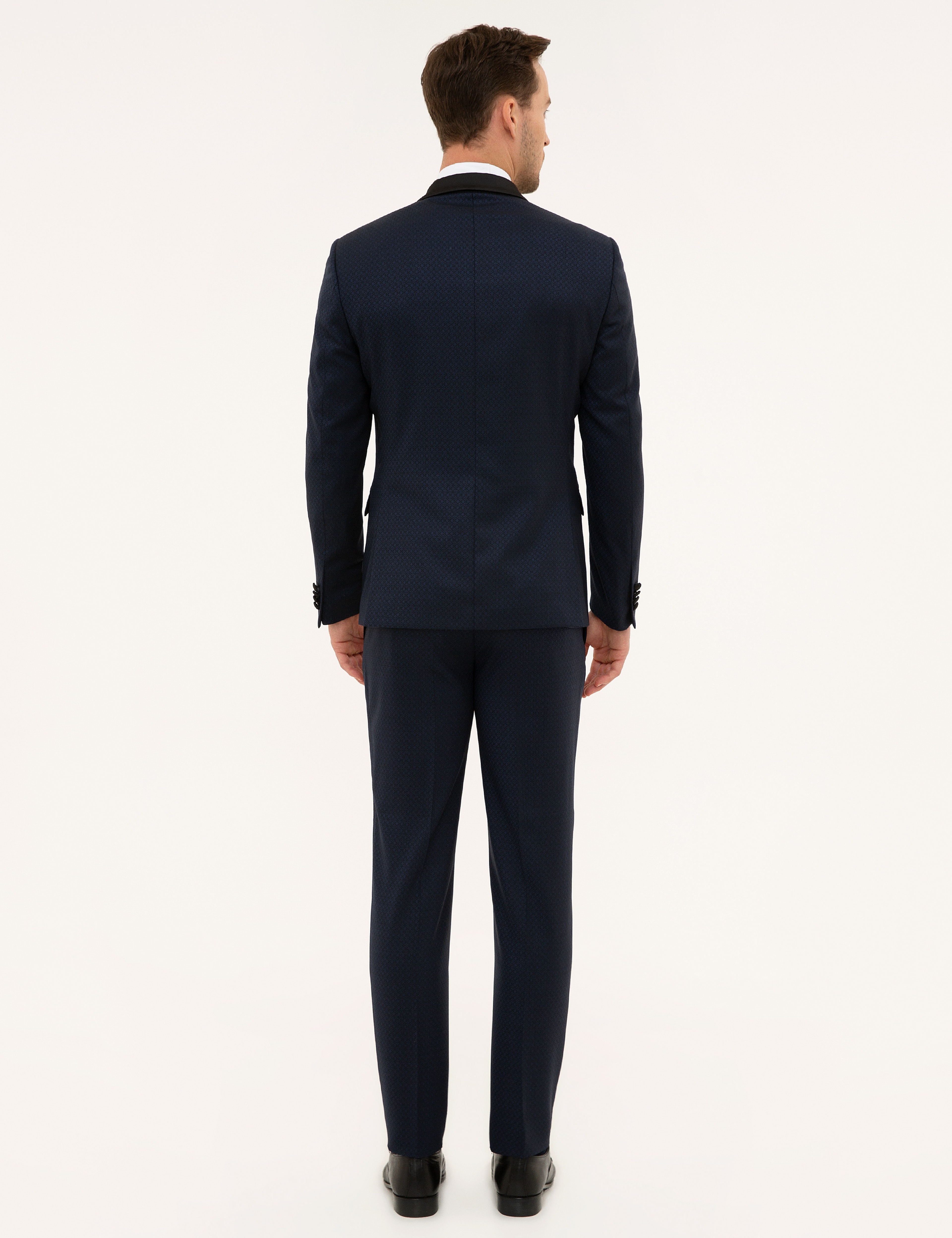 Lacivert Yelekli Ekstra Slim Fit Damatlık Smokin - Image 5