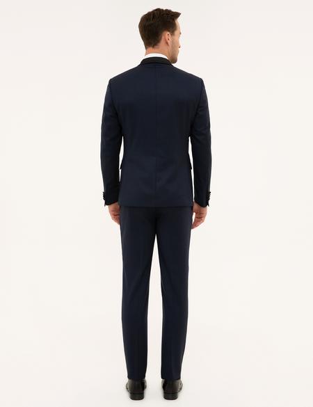 Lacivert Yelekli Ekstra Slim Fit Damatlık Smokin - 50208535008