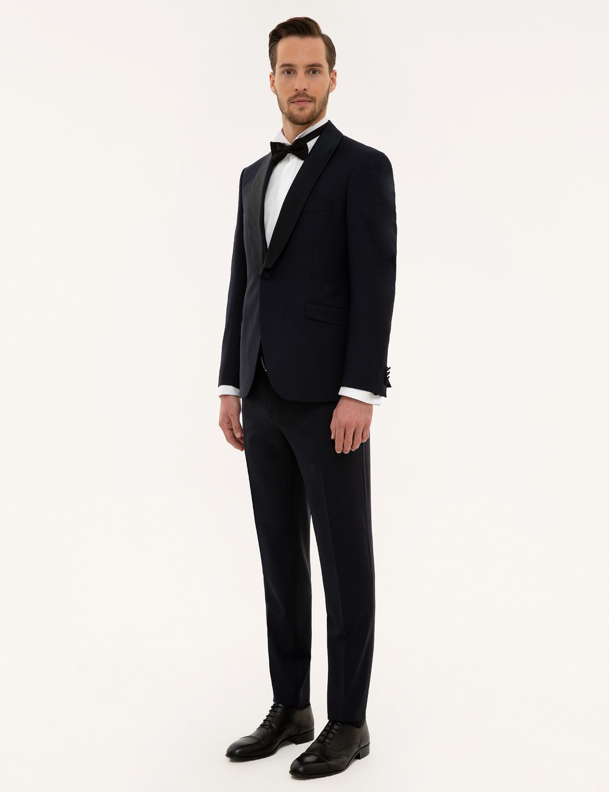 Lacivert Ex. Slim Fit Yelekli Smokin Damatlık - 50224051008