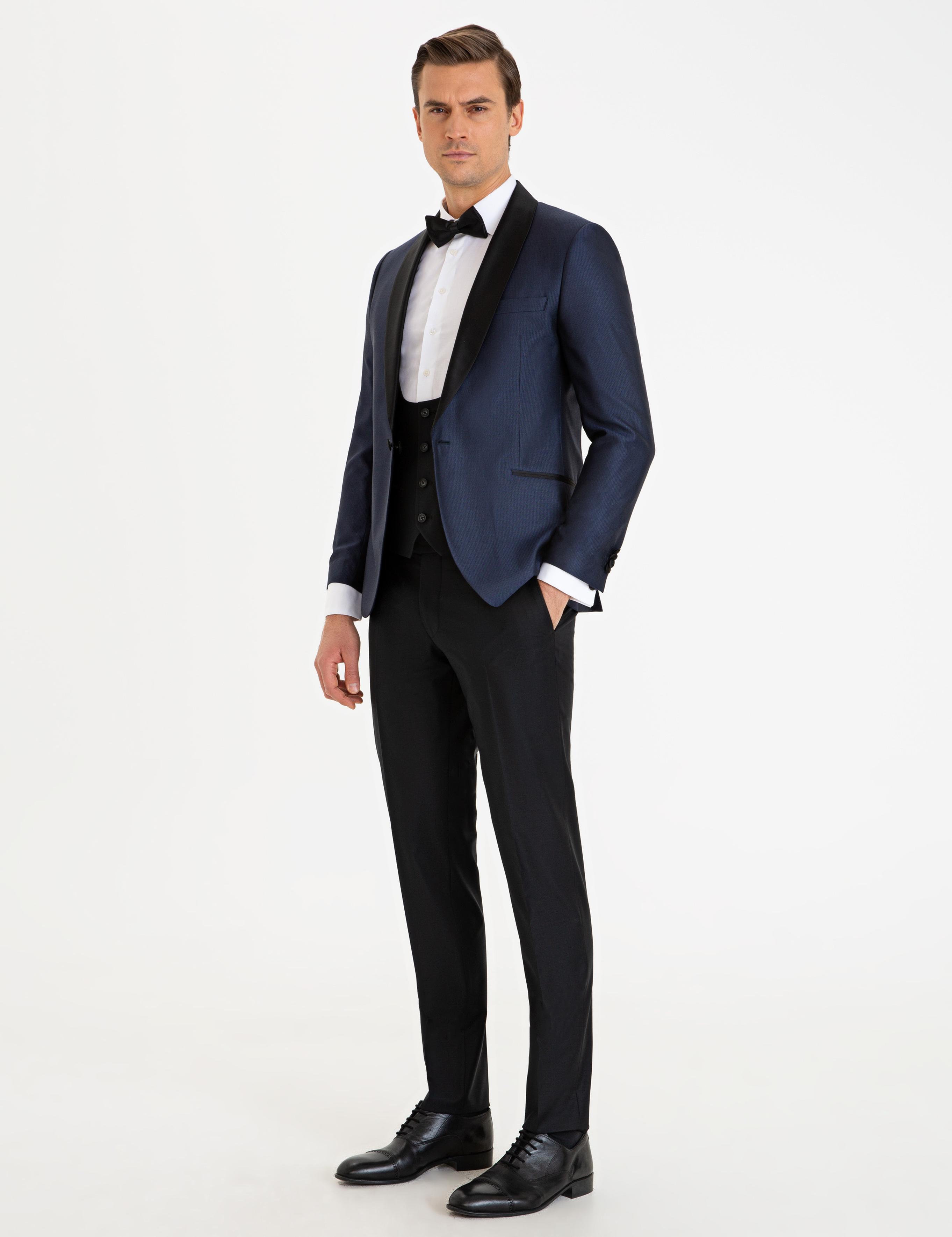 Koyu Mavi Yelekli Damatlık Smokin