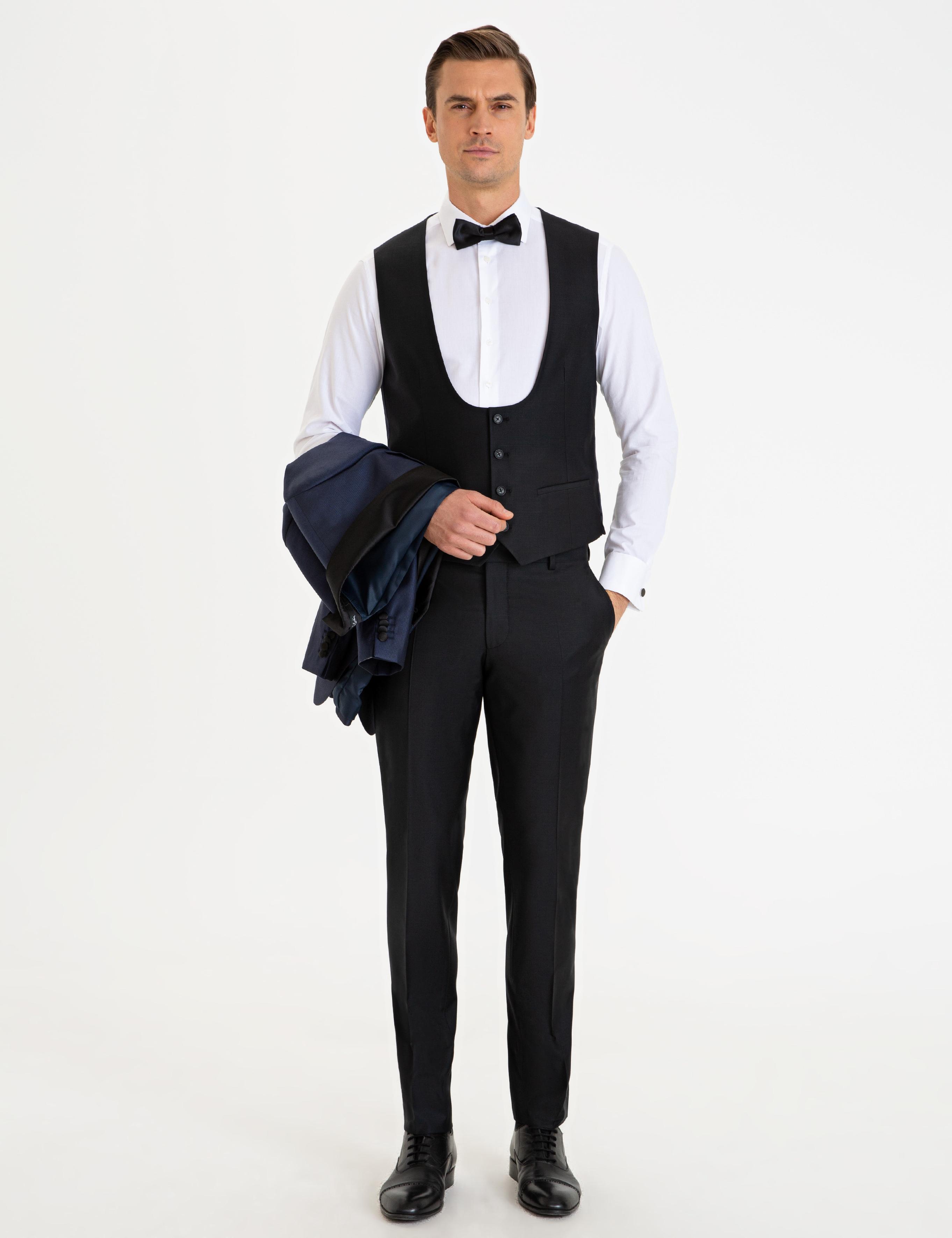 Koyu Mavi Yelekli Damatlık Smokin