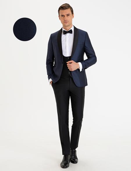 Koyu Mavi Yelekli Damatlık Smokin - 50225350116