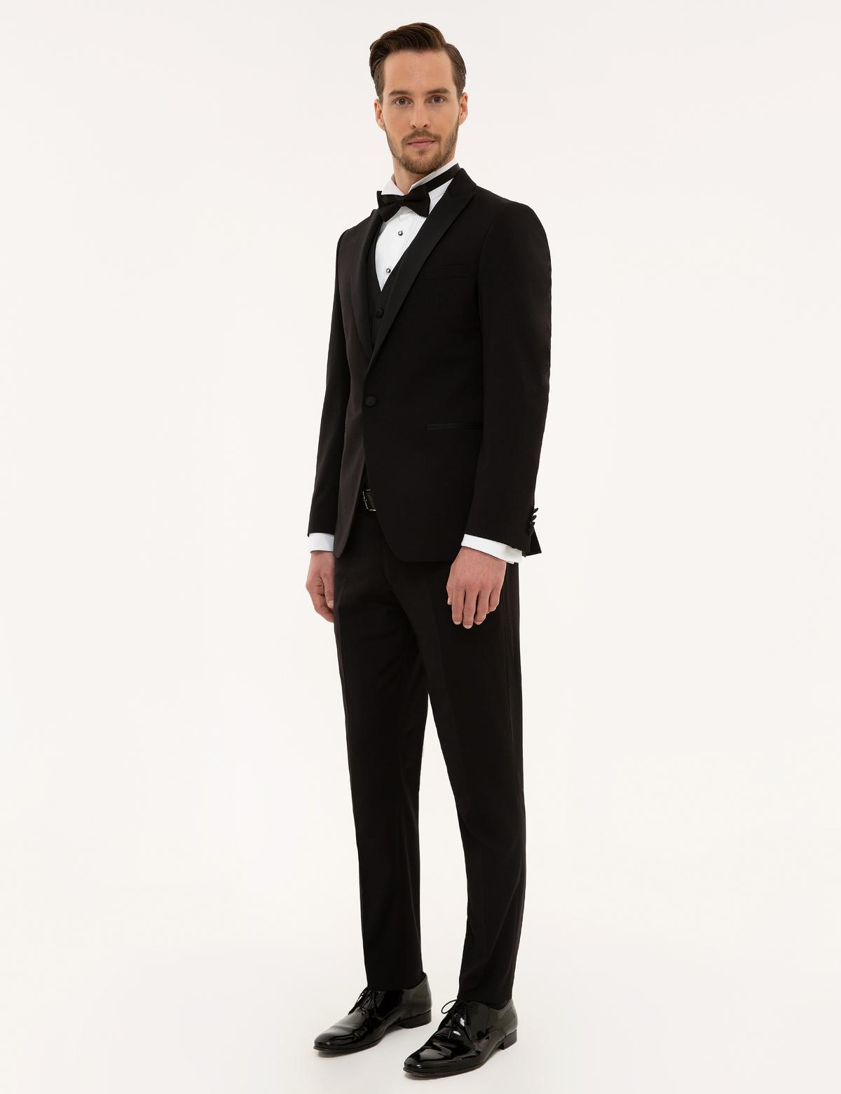 Siyah Ex. Slim Fit Smokin Damatlık - 50227181005