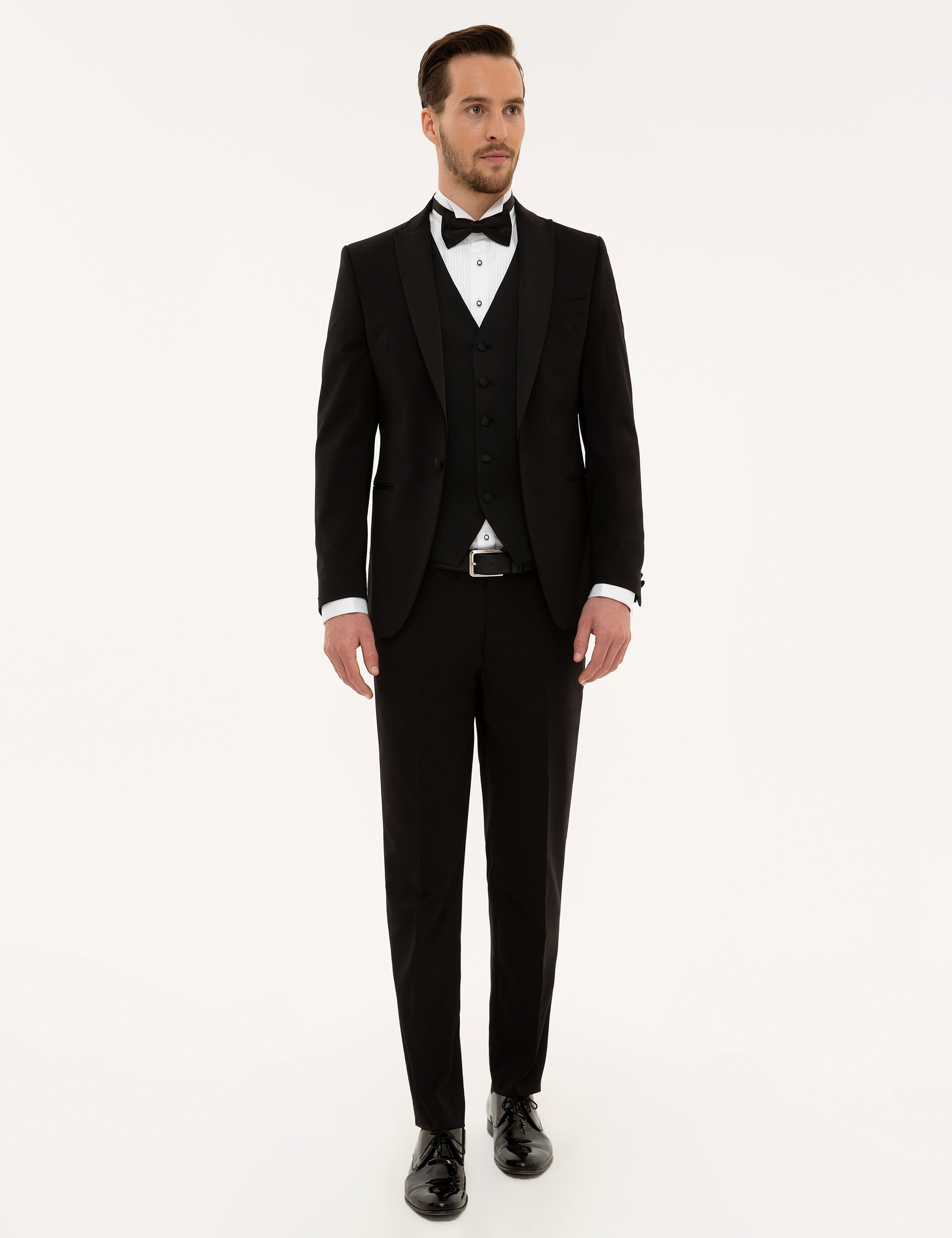 Siyah Ex. Slim Fit Smokin Damatlık - Image 1